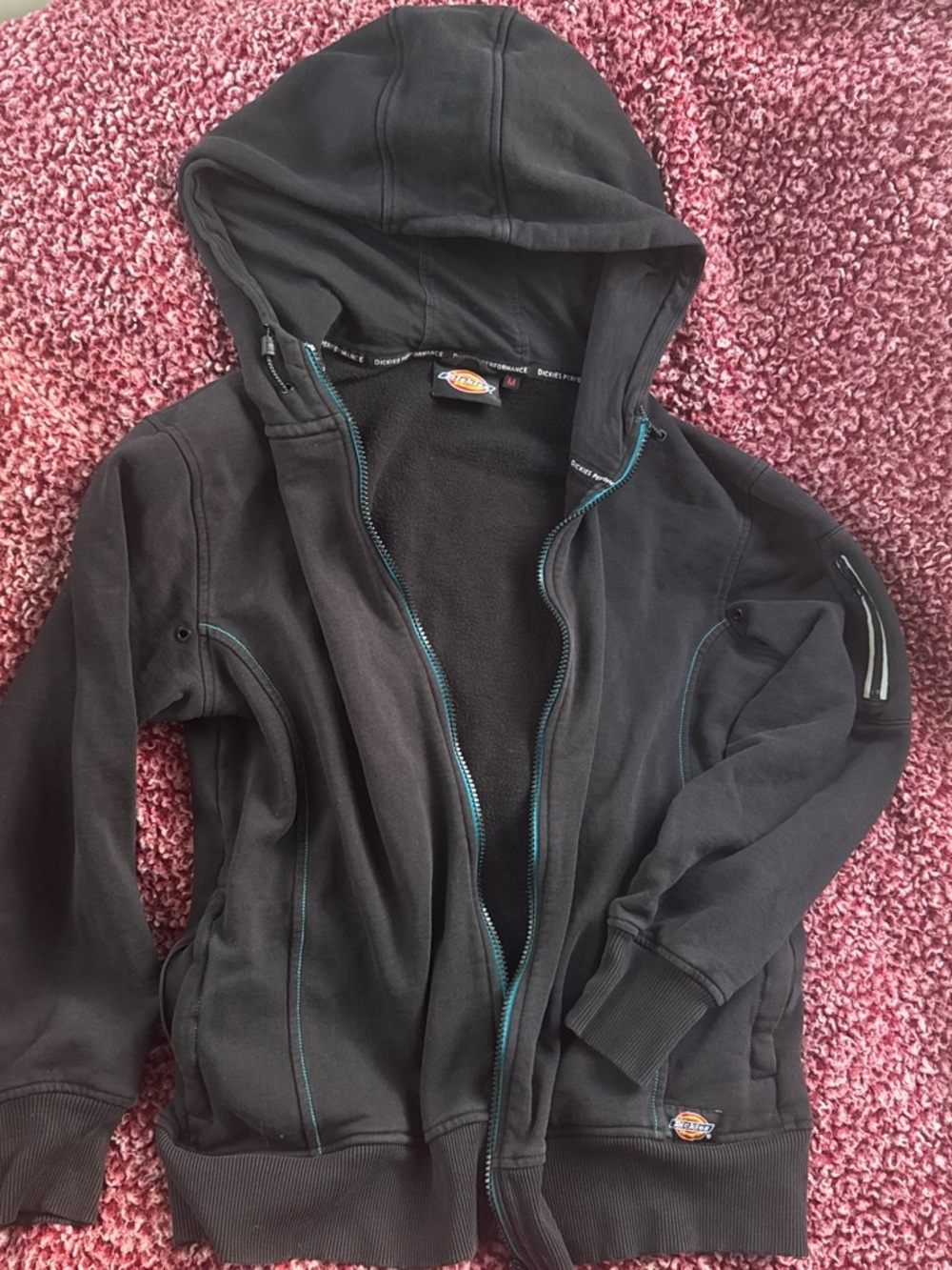 Dickies Black Hooded Jacket with Teal Trim - Kids